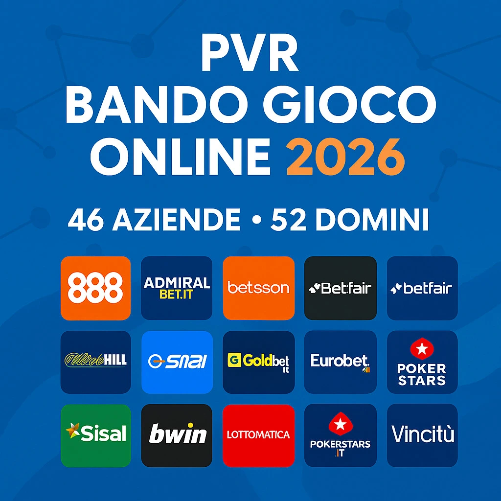 PVR Bando Gioco Online 2026: elenco vincitori e brand 5 Bando PVR 2026